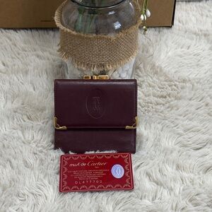 ✨Vintage Must de Cartier Bordeaux Leather Wallet✨